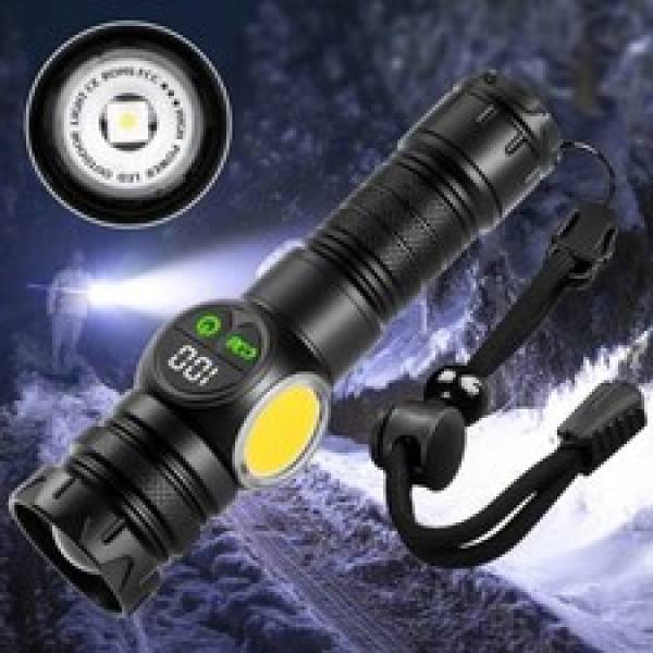 12000 Lumen Battery Indicator 30w LED 1200m Long Range Strong Light LED Rechargeable Magnetic Torch Zoomable Flashlight